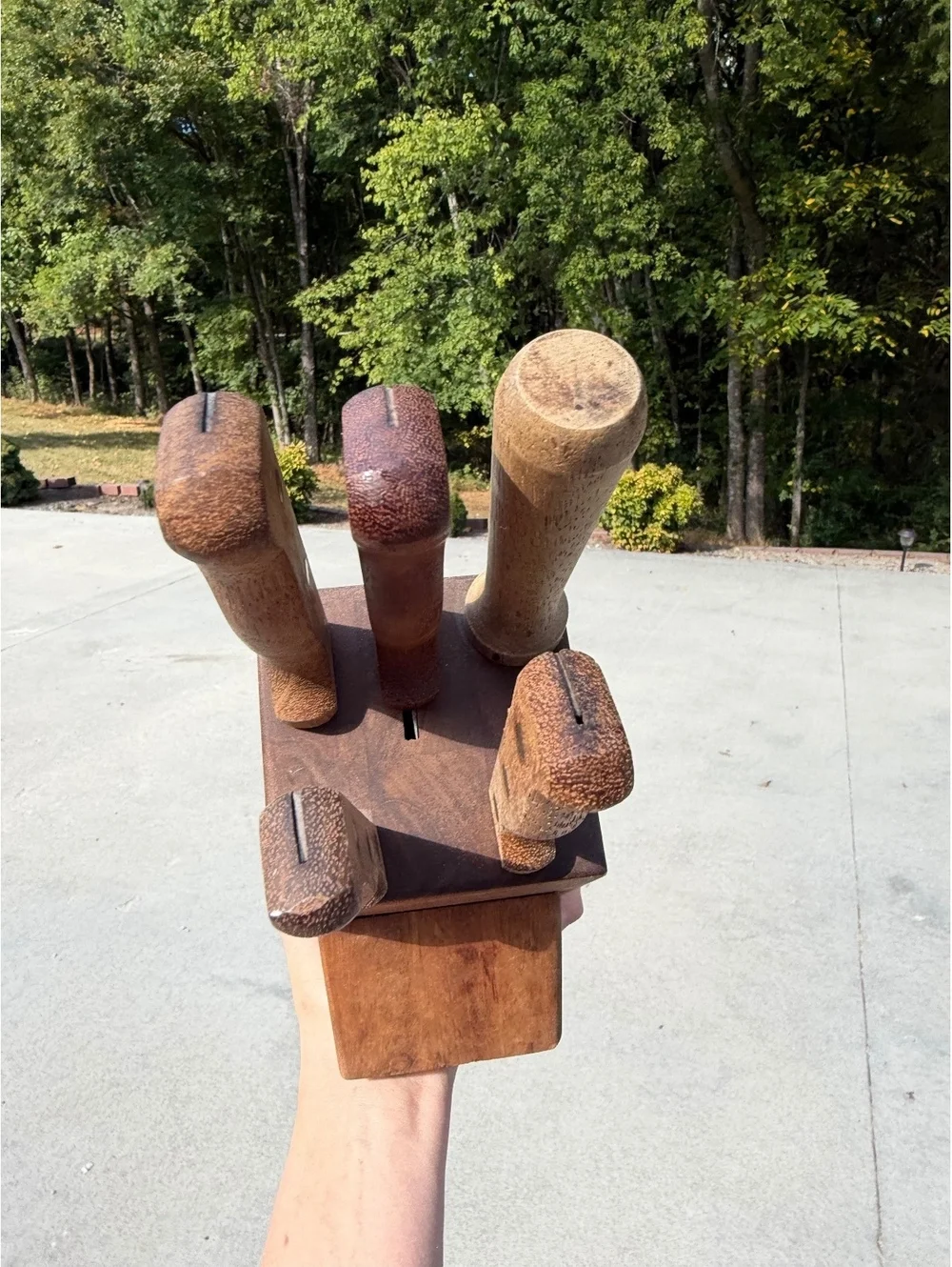 Vintage Wooden Knife Block Set with 4Kitchen Knives